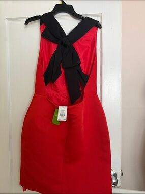 kate spade Red Backless Dress with Black Bow